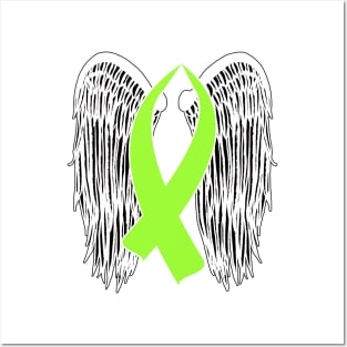 Winged Awareness Ribbon (Lime Green) Posters and Art